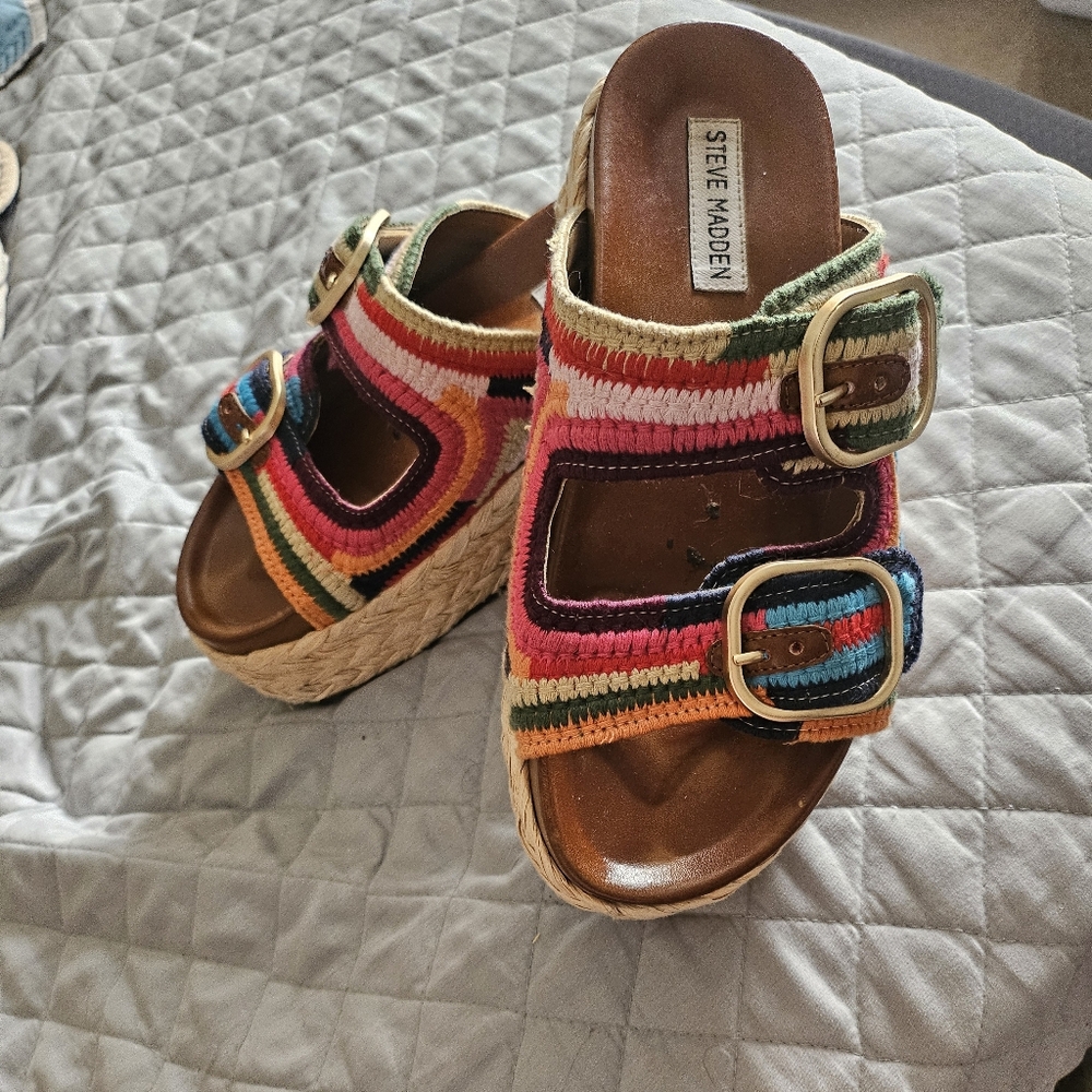Steve Madden Multicolor Woven Platform Sandals